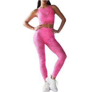 NWT Savage X Fenty Lace Race High-Waist Legging in Pink Palace Size Large